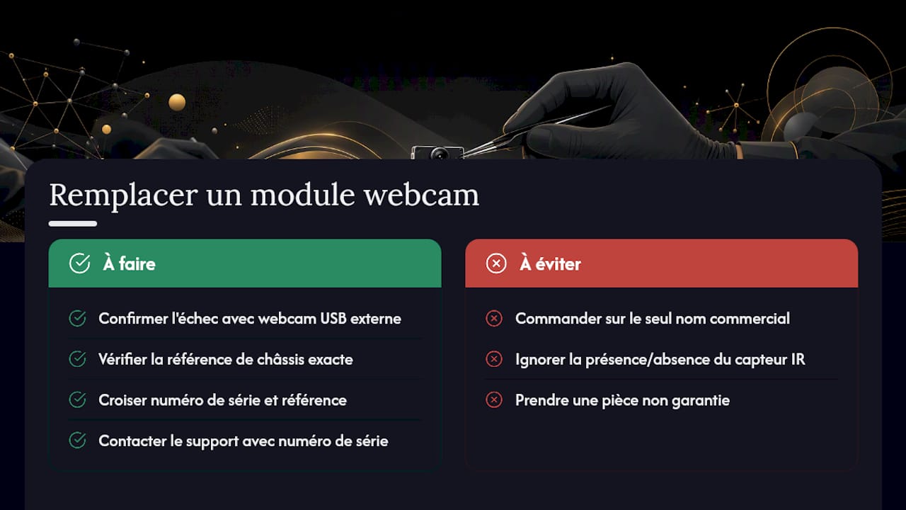 Un module webcam défaillant confirmé ? Voici comment le remplacer sans erreur — overview diagram