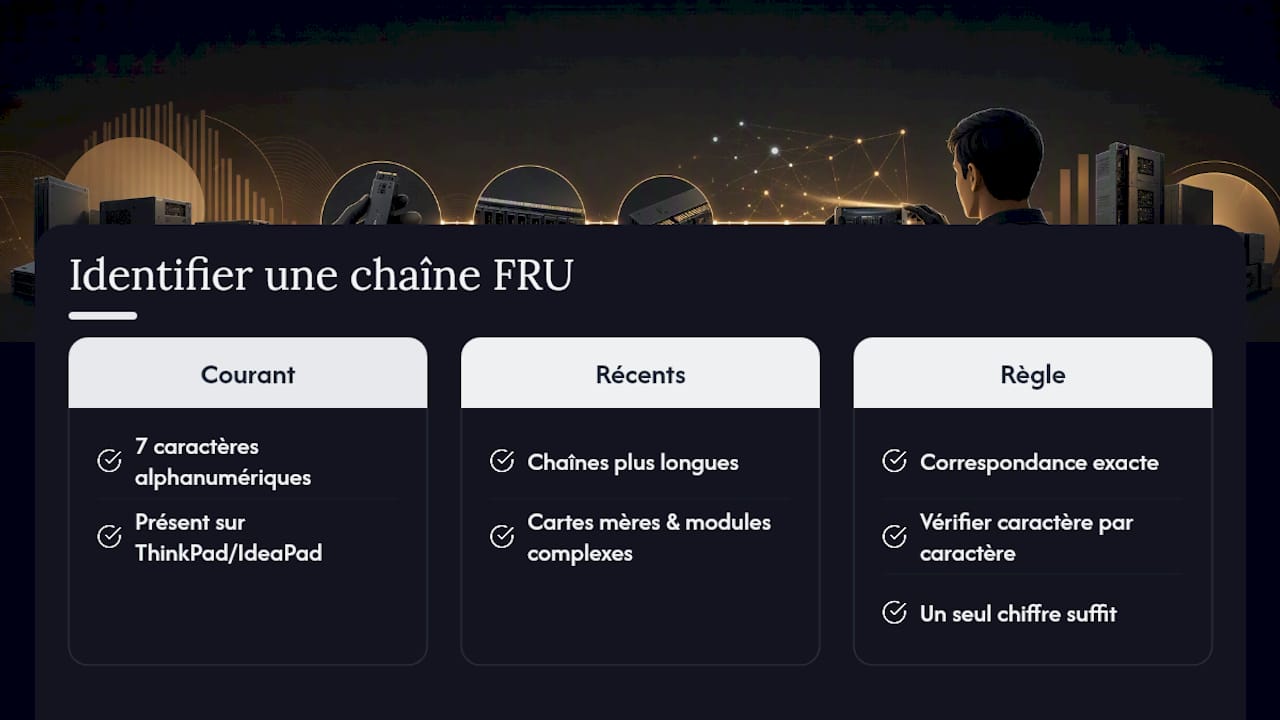 Comment reconnaître une chaîne FRU au premier coup d'œil ? — overview diagram