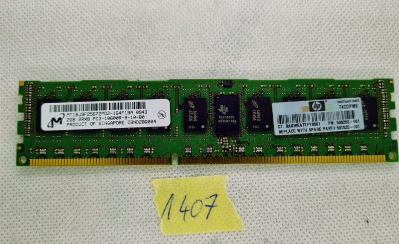 2GB HP 500202-061 Micron MT18JSF25672PDZ-1G4G1FE PC3-10600R ECC Reg Server memorija