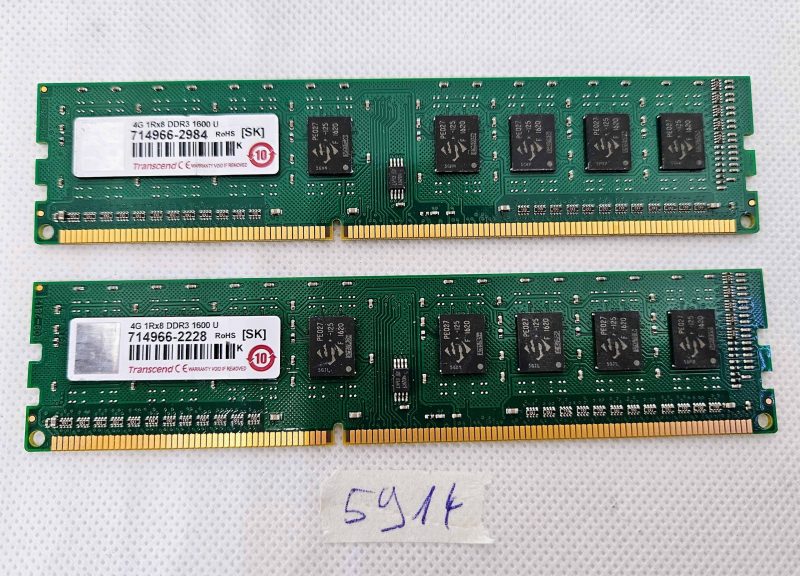 Skupina 2 4GB 1Rx8 DDR3 1600MHz PC3-12800U RAM memorijske kartice za stolna računala – testirano, radi