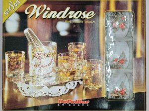 Vintage set viskija Devalbor Cerve Italy Windrose od 8 komada - nekorišteno u kutiji