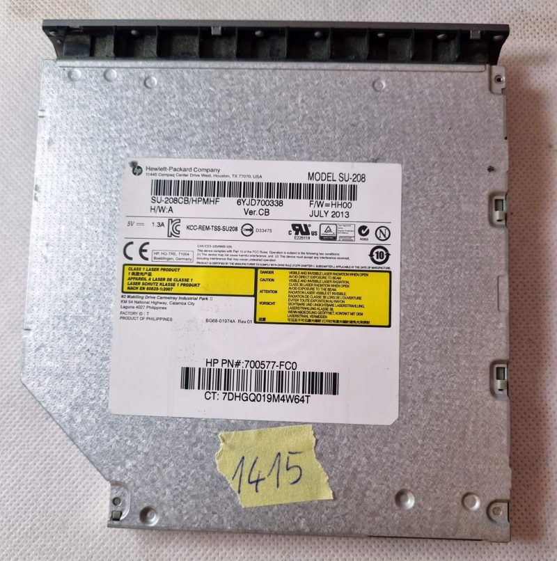 HP 9.5MM optički SU-208CBHPMHF PN: 700577-FC0 DVD pogon interni snimač ODD disk