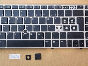 HP 9Z.N6GUF.20G njemačka tipkovnica – srebrni okvir, crne tipke, pokazivač – Probook 6560B 6565B 6570B 6575B 8560p 8570p