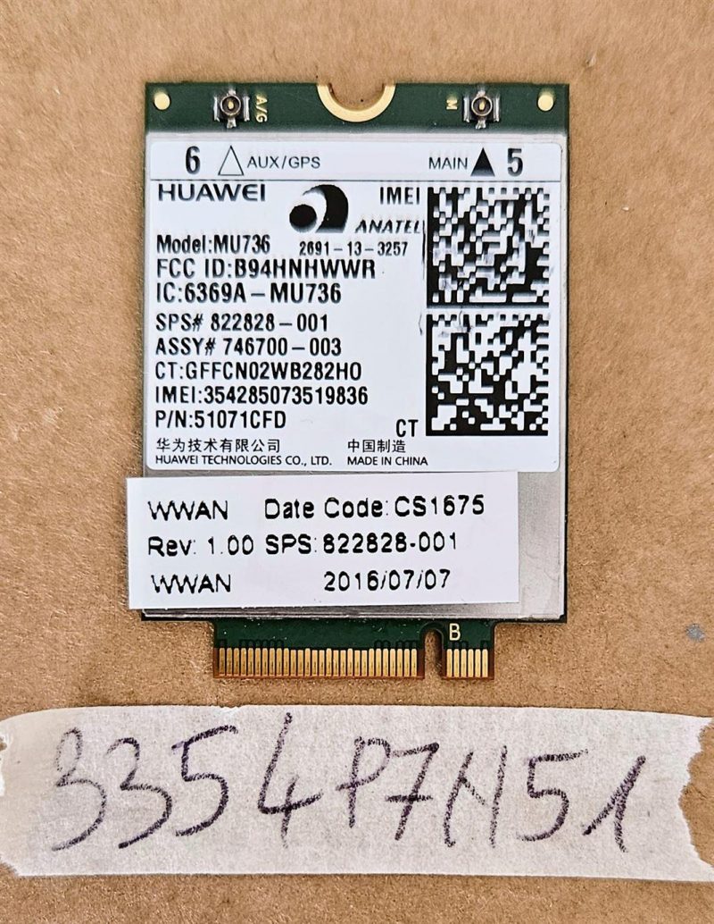 HP Huawei MU736 HSPA 3G WWAN modul 822828-001 - originalni mobilni modem za prijenosno računalo