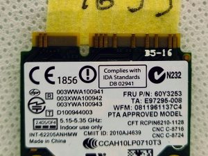 HP Mini PCIe WiFi kartica Centrino Advanced-N 6205 631954-001 62205ANHMW - HP Probook 6570b,6470b,Elitebook 2760p