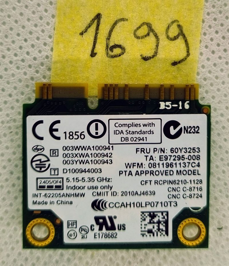 HP Mini PCIe WiFi kartica Centrino Advanced-N 6205 631954-001 62205ANHMW - HP Probook 6570b,6470b,Elitebook 2760p