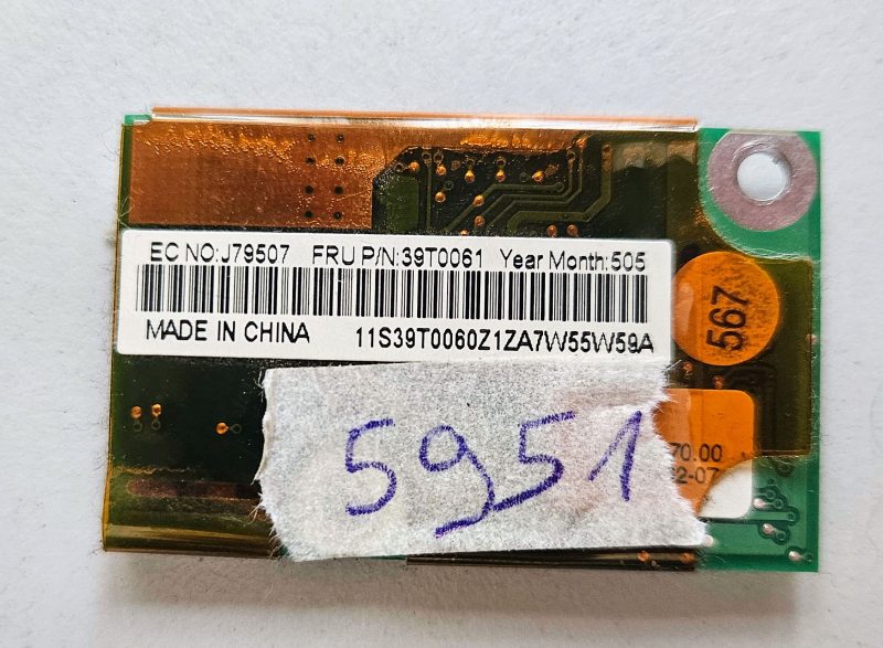 IBM Lenovo ThinkPad R50e Modemska ploča 39T0061 za X40 – originalni dio prijenosnog računala