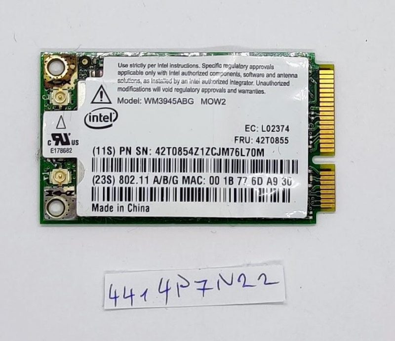 Intel PROWireless 3945 ABG Mini PCIe bežična kartica 802.11abg 2,4 GHz 54 Mbps WM3945ABG