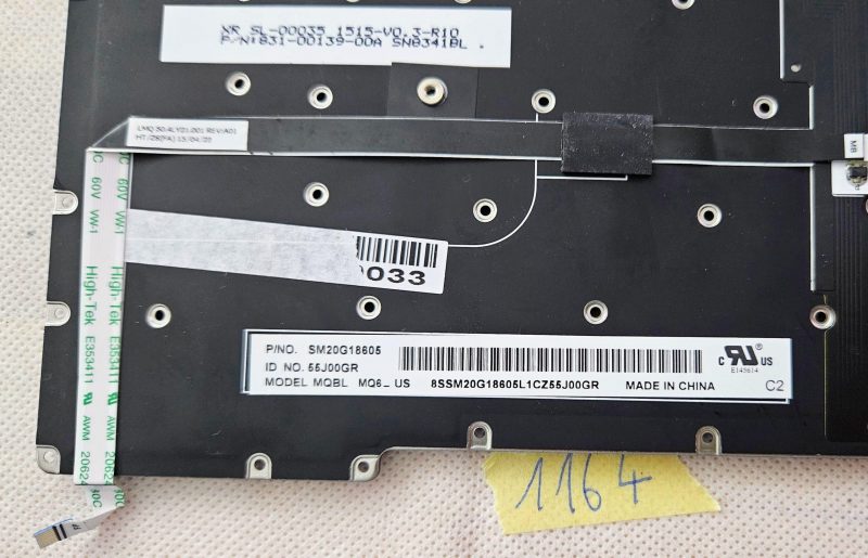 Pojedinačno - jedna tipka i šarka za tipkovnicu Lenovo ThinkPad Carbon X1 Gen 3 US SM20G18605 MQ6-US (pozadinsko osvjetljenje) - Slika 3