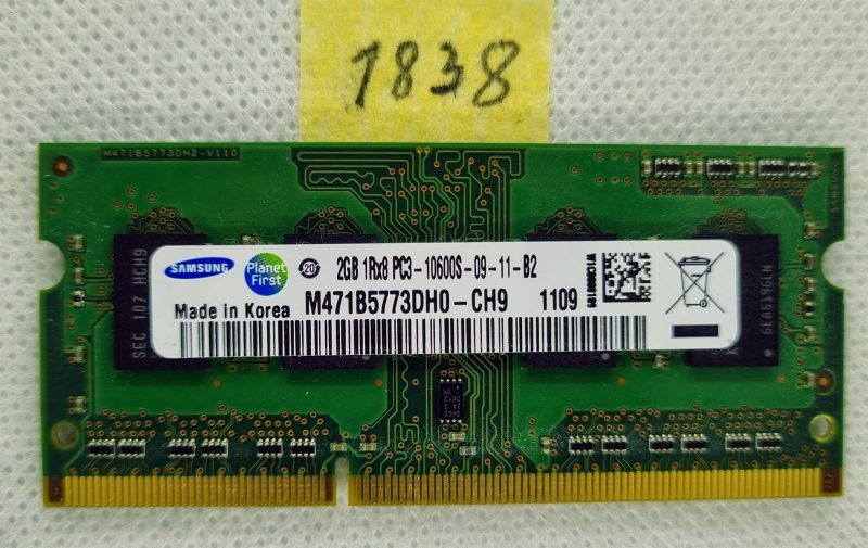 SAMSUNG 2GB PC3-12800s DDR3-1600MHz Non-ECC 1Rx8 RAM memorija prijenosnog računala M471B5773DH0-CK0