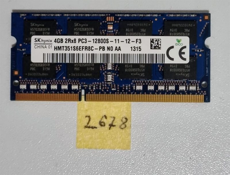 SK HYNIX 4GB PC3-12800S RAM memorija prijenosnog računala DDR3 2Rx8 HMT351S6EFR8C-PB