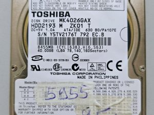 95% zdravlje Toshiba 40GB 2.5" IDE HDD MK4026GAX tvrdi disk za prijenosno računalo 5400rpm 16MB testirano