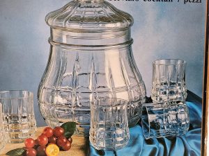 Vintage Milano staklena posuda s poklopcem – 28 cm (11") – nikad korištena – Italija