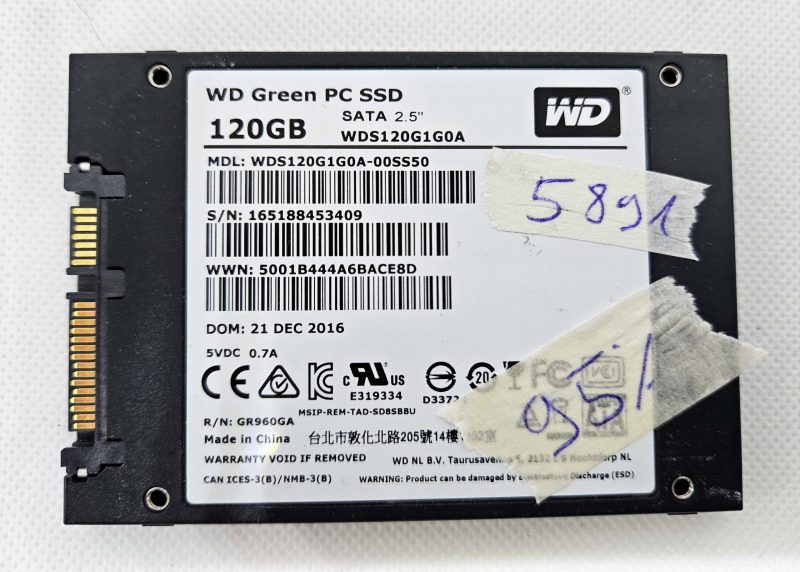 WD Green 120GB SSD WDS120G1G0A 2.5" SATA – 95% zdravlje – Dijelovi prijenosnih računala