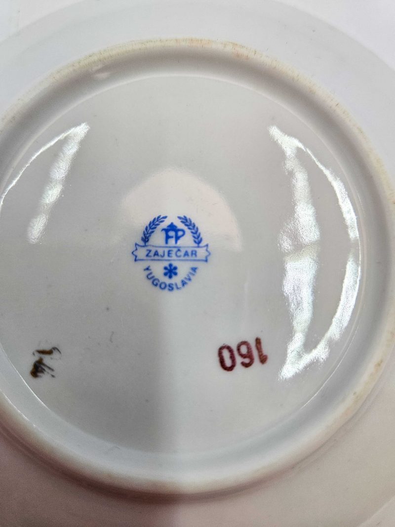 Vintage zaječarski jugoslavenski porcelanski set za kavu/čaj – 6 šalica i tanjurića - Slika 3