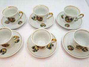 Vintage zaječarski jugoslavenski porcelanski set za kavu/čaj – 6 šalica i tanjurića