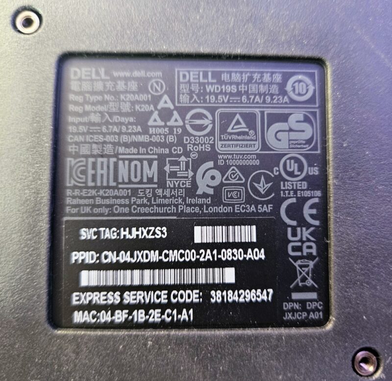 Dell WD19S USB-C Docking Station s 180W adapterom (4JXDM / 047RW6) - Slika 2