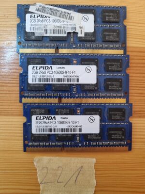 3X Elpida EBJ21UE8BFU0-DJ-F (2 GB 2RX8 PC3-10600S-9-10-F1) RAM