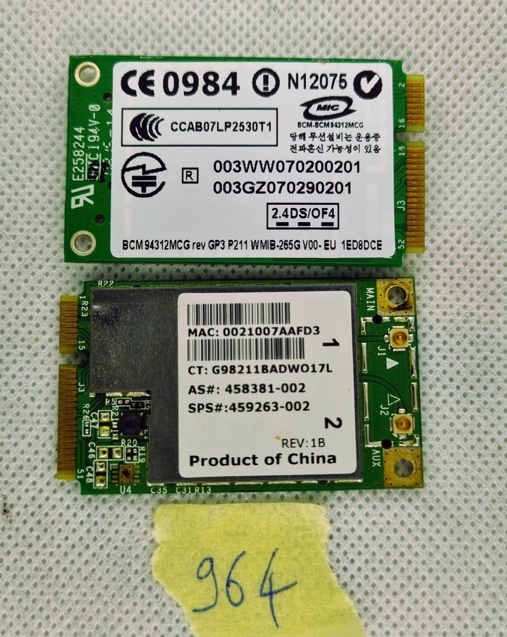 459263-002 Broadcom 4312Mcg Mini Pci 802.11B/G Wifi adapter