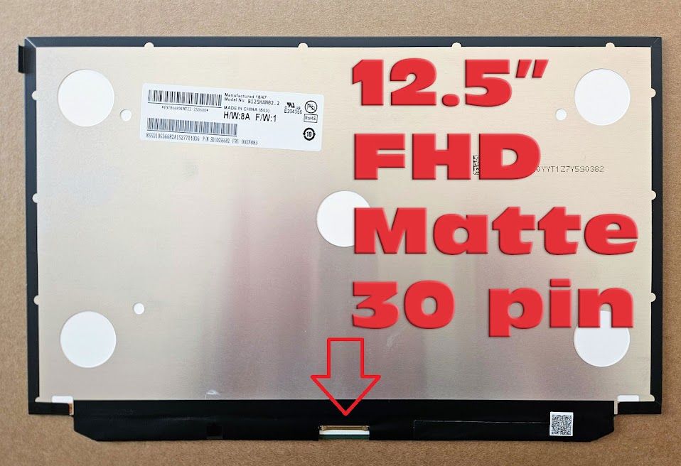 12,5" LCD képernyő N125HCE-GN1 FHD IPS 30 tűs matt LED eDP 60Hz - Új