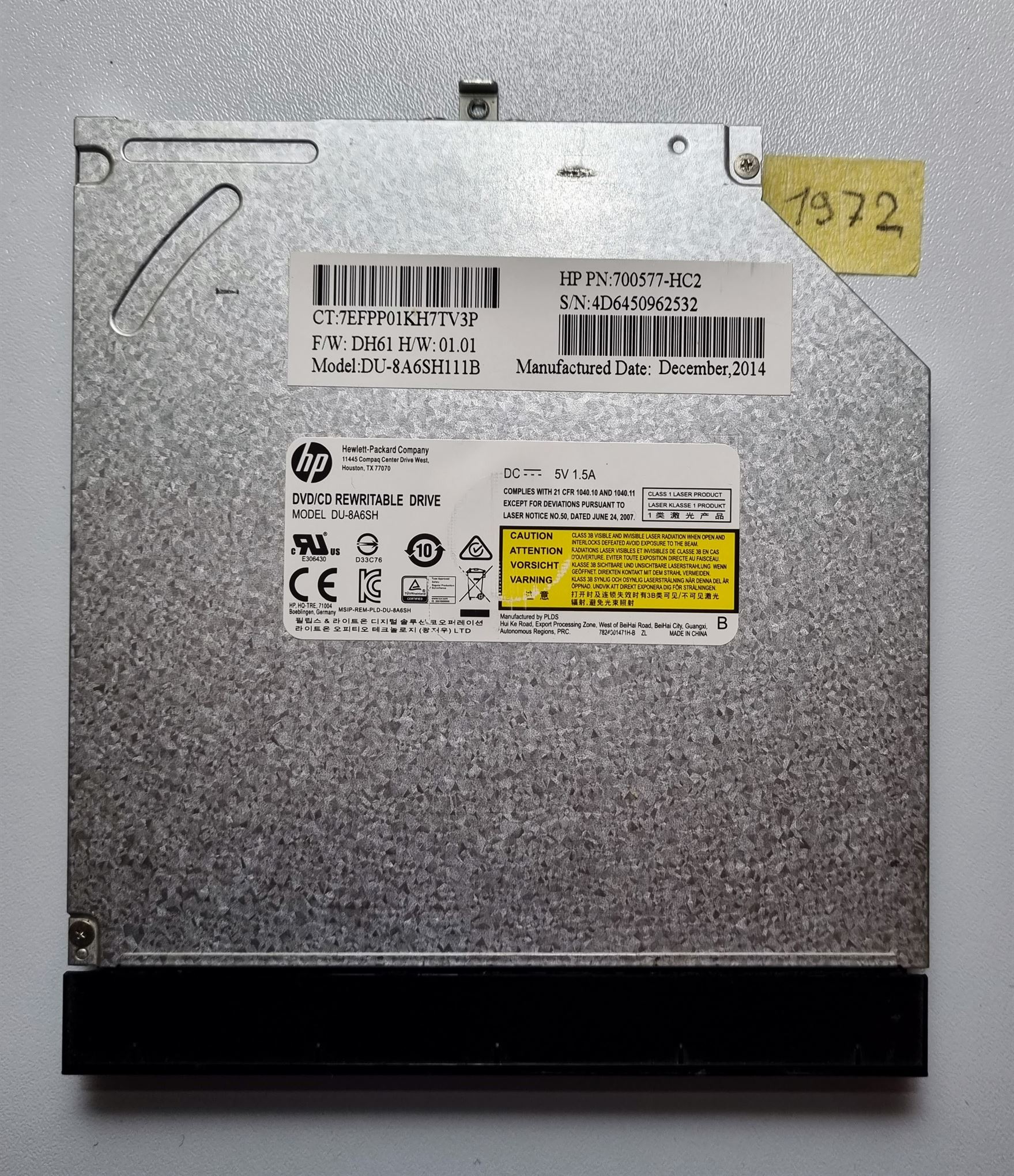 HP 809333-001 DU-8A6SH111B OEM DVD-meghajtó előlapfedéllel, 15-AB 15-AB198CY
