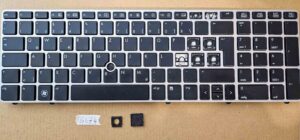 HP 9Z.N6GUF.20G német billentyűzet – ezüst keret, fekete billentyűk, mutató – Probook 6560B 6565B 6570B 6575B 8560p 8570p