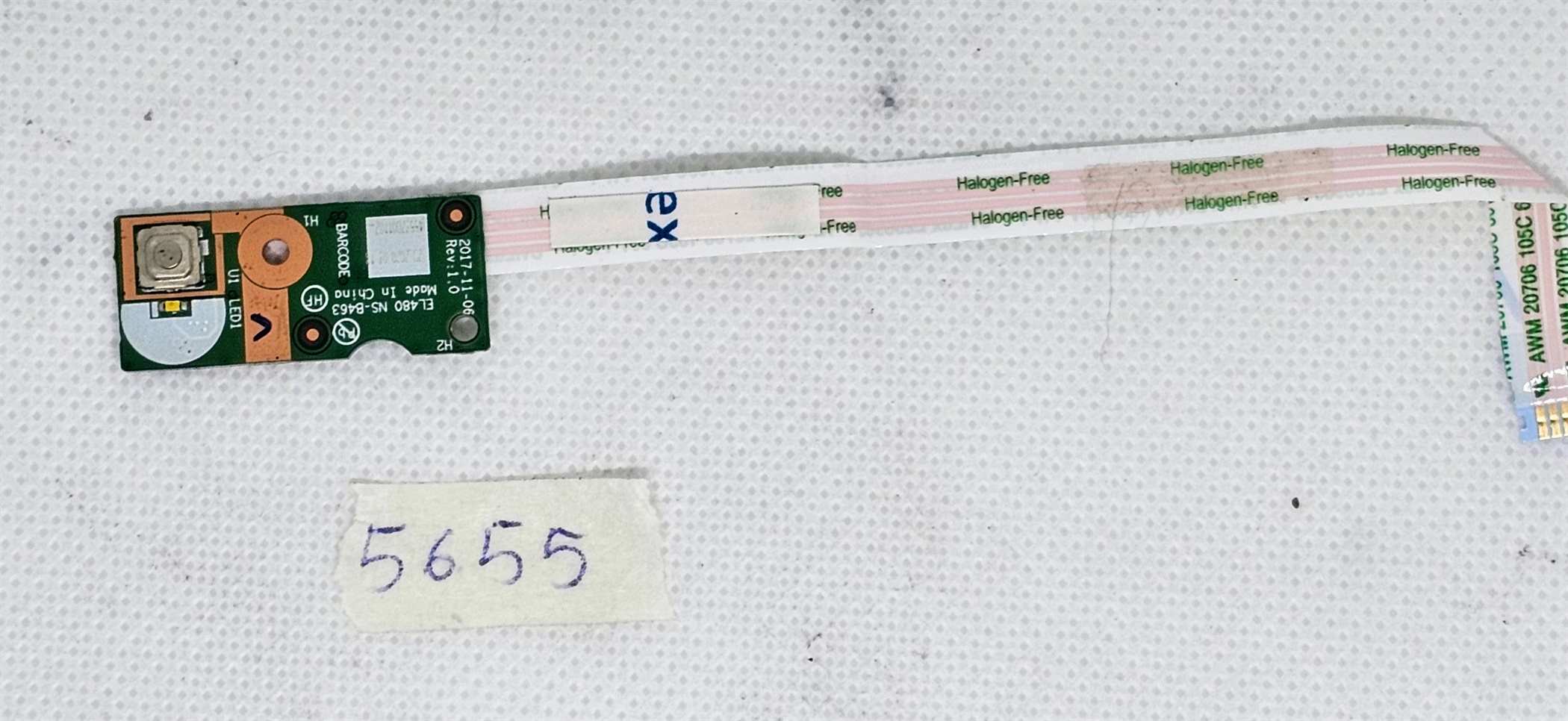 Lenovo ThinkPad L490 20Q6-S87900 bekapcsológomb kártya NS-B463 kábellel – Eredeti laptop alkatrész