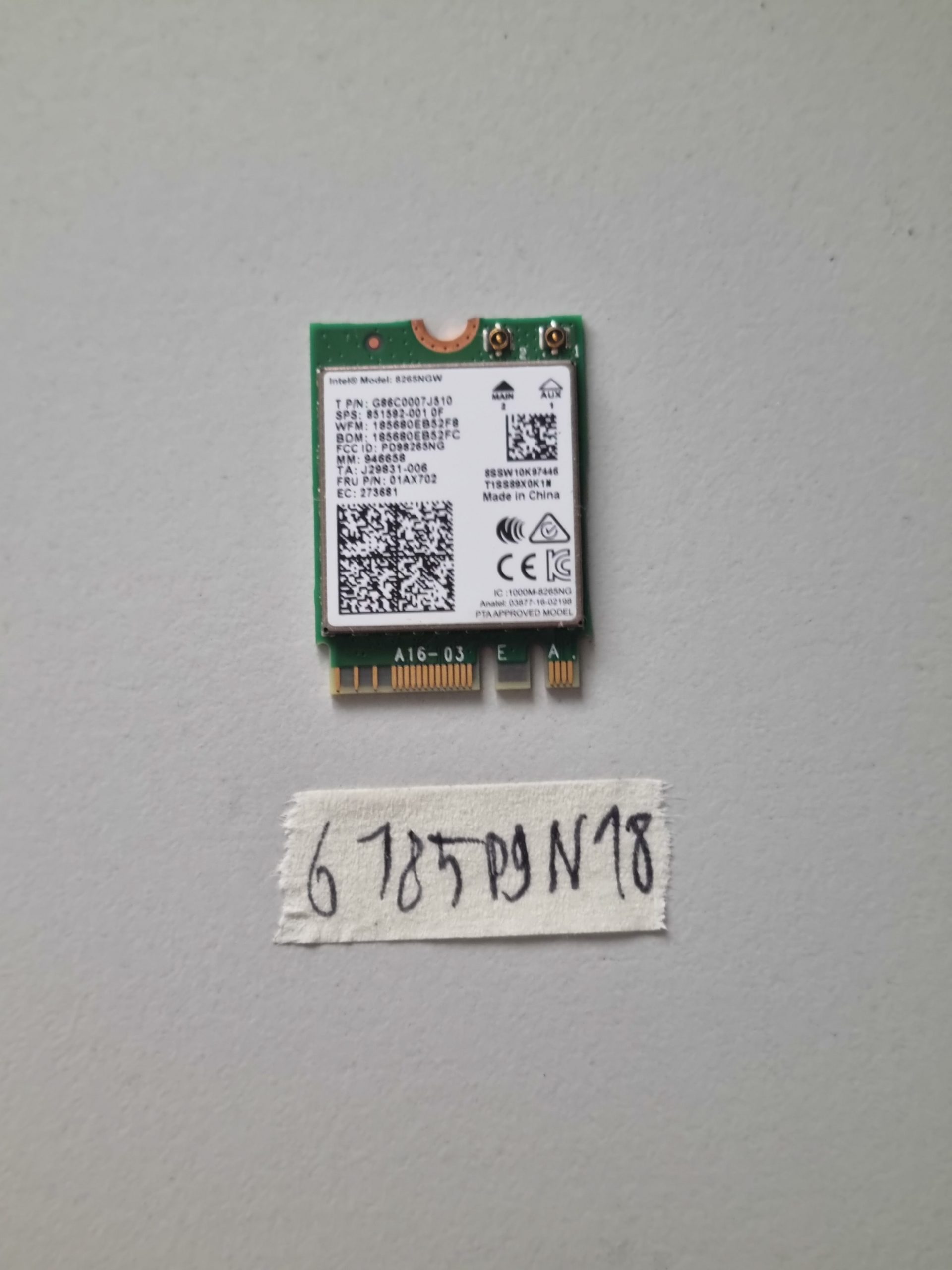 Lenovo ThinkPad X280 eredeti WiFi kártya 8265NGW 851592-001 vezeték nélküli LAN laptop alkatrészek