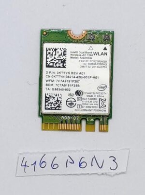 OEM Dell Precision M3800 Dual Band Wifi vezeték nélküli Bluetooth kártya 7260NGW 0KTTYN