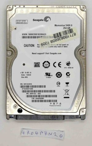 Seagate Momentus 5400.6 250 GB 2,5" HDD - 5400 RPM, 100% Health, Part 9HH132-532