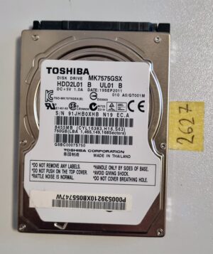 Toshiba 750 GB SATA 2.5 HDD HDD2L01 U TL01 MK7575GSX A0GT001A 2012 – Eredeti OEM laptop merevlemez – gyors szállítás