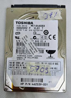 Toshiba MK1646GSX 160 GB 2,5" SATA HDD – Eredeti laptop merevlemez