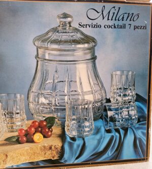 Vintage Milano üvegedény fedővel – 28 cm (11") – Soha nem használt – Olaszország