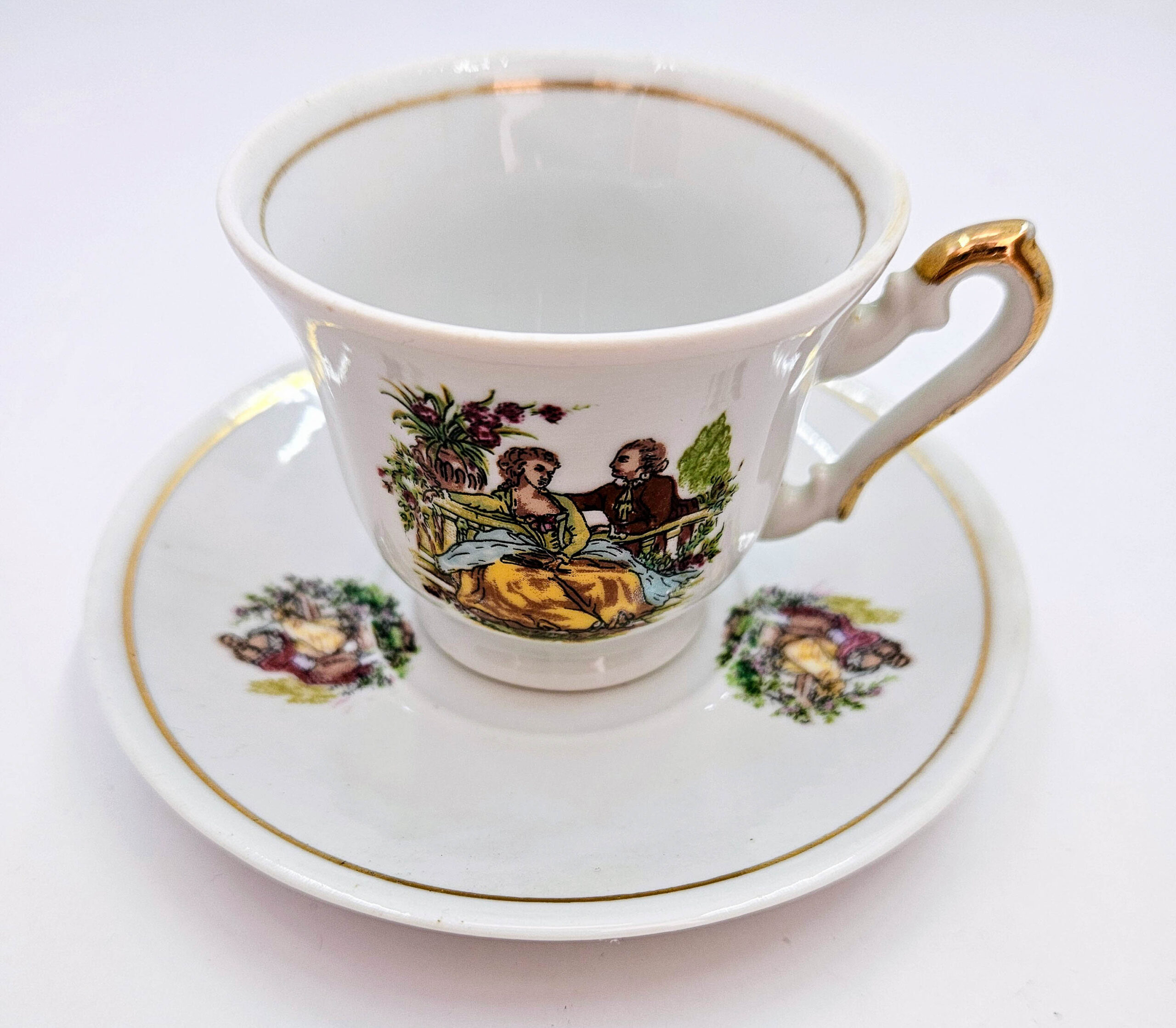 Vintage Zajecar Jugoszlávia porcelán kávé/teakészlet – 6 csésze és csészealj - Image 2