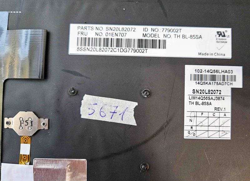 Tastiera Lenovo ThinkPad T470S FRU 01EN707 – Ricambio originale per laptop - immagine 3