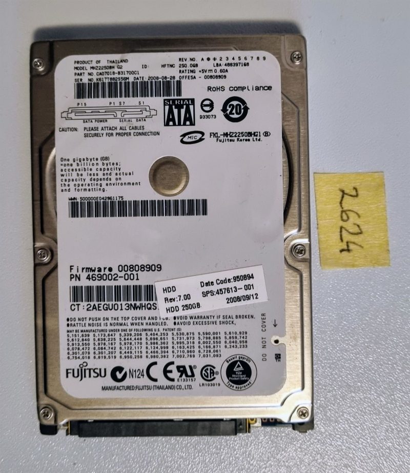 HDD SATA da 250 GB e 2,5'' CA07018-B31700C1, 16/10/2008, FW 00808909, 469002-001 - Disco rigido originale per laptop