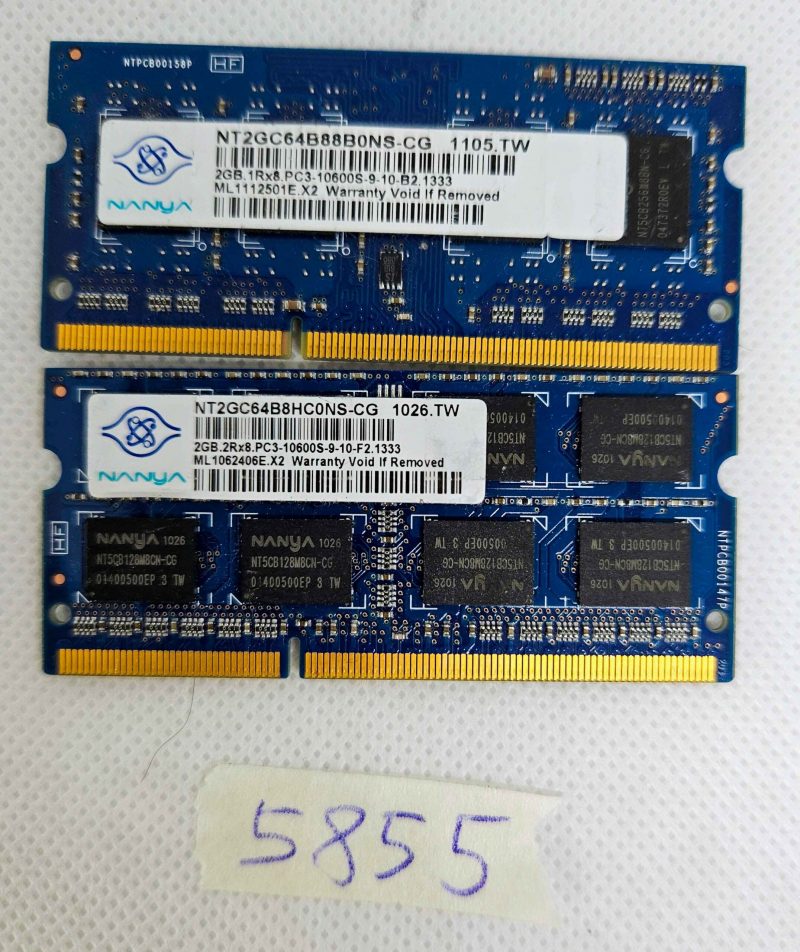 BULK 2 x 2 GB 1Rx8 PC3-10600S 1333 MHz DDR3 RAM per laptop – Prestazioni affidabili per un'elaborazione fluida