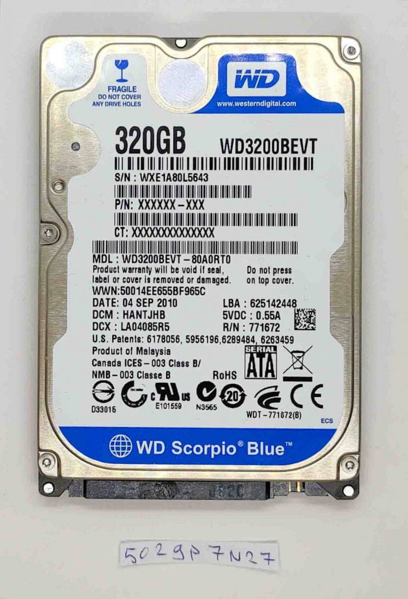 Disco rigido Asus K52J 320 GB WD3200BEVT – Ricambio originale per laptop Asus K52J