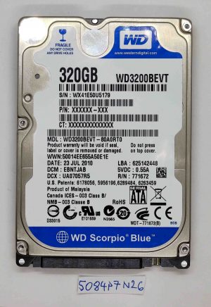 Hard disk portatile Asus K52J 320 GB WD Scorpio Blue – HDD sostitutivo originale
