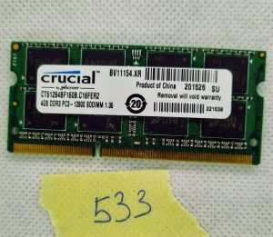 Memoria per laptop Crucial 4Gb CT51264BF160B DDR3L-1600 RAM PC3L-12800 1,35V SODIMM