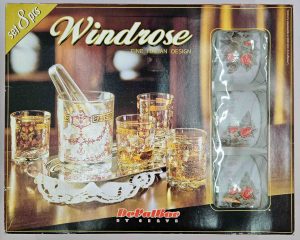 Set da whisky vintage Devalbor Cerve Italy Windrose da 8 pezzi - mai usato nella scatola
