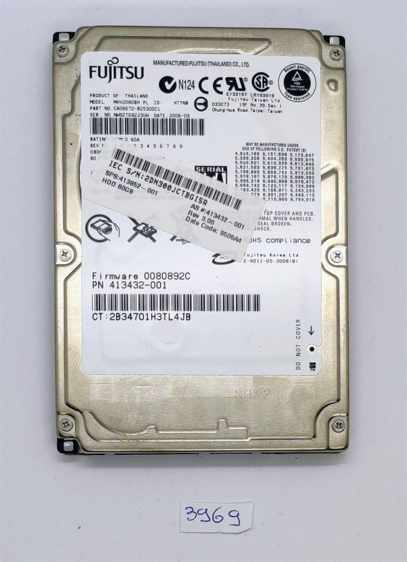 Disco rigido SATA HP originale da 80 GB, 5400 rpm, 2,5 pollici, 413852-001 - Ricambio OEM