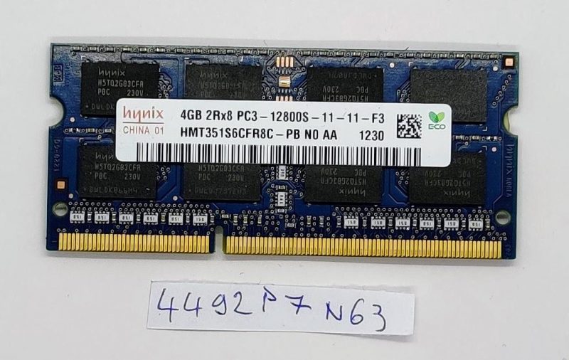 Modulo di memoria RAM per laptop Hynix originale da 4 GB PC3-12800 DDR3 1600 MHz non-ECC senza buffer