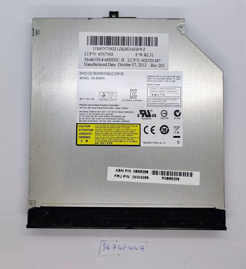 Ricambi originali per laptop Lenovo ThinkPad Edge E530 CD-DVD±RW Writer 45N7592 DS-8A8SH
