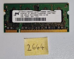 Memoria per laptop Micron originale 1 GB PC2-8400S (CA61) MT8HTF12864HDY-800G1