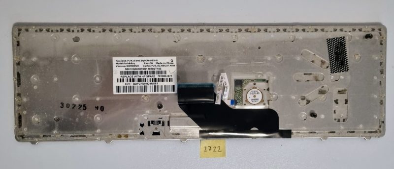 Tastiera QWERTY svedese originale per laptop HP 8560p 8570p - Codice articolo 701986-B71 9Z.N6GUF.KOW - immagine 2