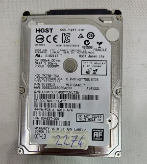 Disco rigido per laptop HGST 750 GB 2,5" SATA HDD 7K750-750 7200 RPM 3,0 Gb/s