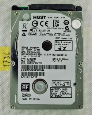 HGST Z5K500-500 HTS545050A7E380 Unità disco rigido HDD da 500 GB e 5400 giri/min, 2,5"