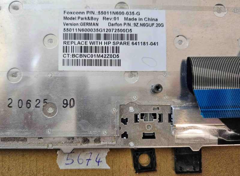 Tastiera tedesca HP 9Z.N6GUF.20G – Cornice argentata, tasti neri, puntatore – Probook 6560B 6565B 6570B 6575B 8560p 8570p - immagine 3
