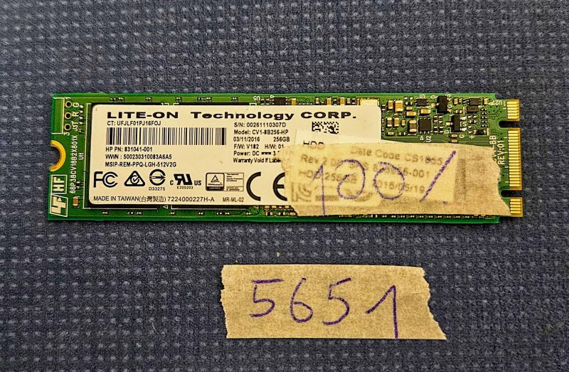 SSD Lite-ON HP NVMe CV1-8B256-HP 256 GB V182 – Archiviazione PCIe M.2 ad alta velocità per laptop
